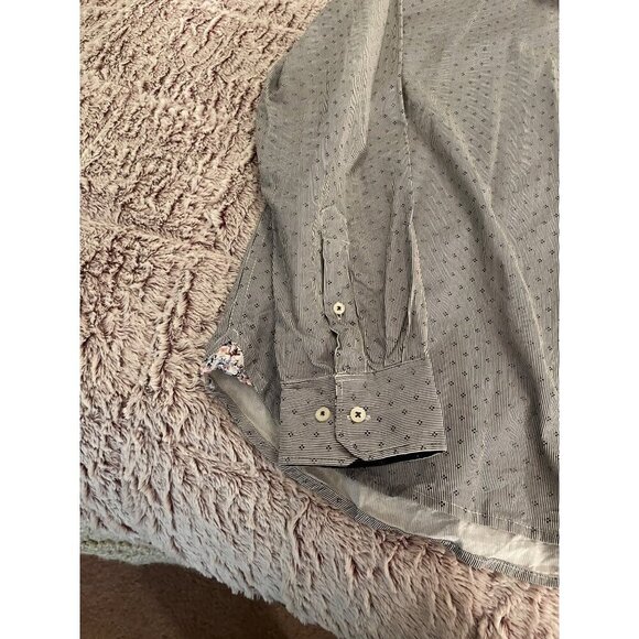 Level Ten Mens Modern XL Long Sleeve Button-Up Shirt With Floral Trim & Contrast - Picture 4 of 16